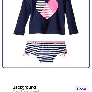 Navy and Pink Striped Heart Swimsuit Set